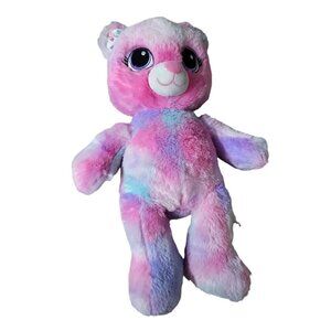 Build a Bear Teddy Bear Tie Die Colorful Heart Ears 16"